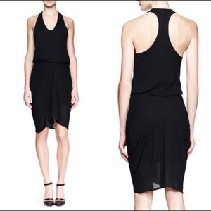 Helmut Lang Kinetic Racerback Draped Black Dress Size L NWT